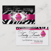 シマウマのカップケーキフレームの"風味がよい御馳走"暗い赤紫色 名刺 (正面/裏面)