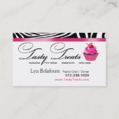 シマウマのカップケーキフレームの"風味がよい御馳走"暗い赤紫色 名刺 (裏面)