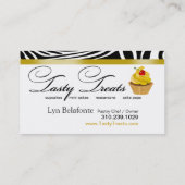 シマウマのカップケーキフレームの"風味がよい御馳走"金ゴールド 名刺 (裏面)