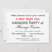 シマウマのカラオケの女の子の夜はパーティを楽しみます 招待状 (裏面)