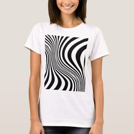 シマウマのスキン柄テクスチャーパターン Tシャツ (正面)