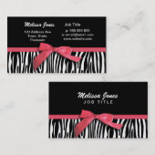 シマウマのストライプで、赤いリボンのグラフィック 名刺 (正面/裏面)