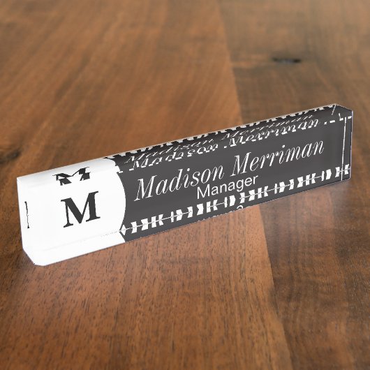 シマウマのストライプなアニマルプリント|は個人化なります デスクネームプレート (側面)