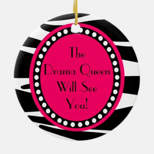 シマウマのストライプな戯曲女王のドア・ハンガーのオーナメント セラミックオーナメント (裏面)