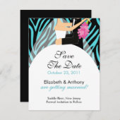 シマウマのセーブ・ザ・デート案内のターコイズ セーブザデート (正面/裏面)