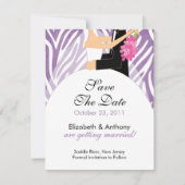 シマウマのセーブ・ザ・デート案内の紫色 セーブザデート (正面)