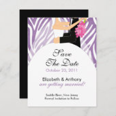 シマウマのセーブ・ザ・デート案内の紫色 セーブザデート (正面/裏面)