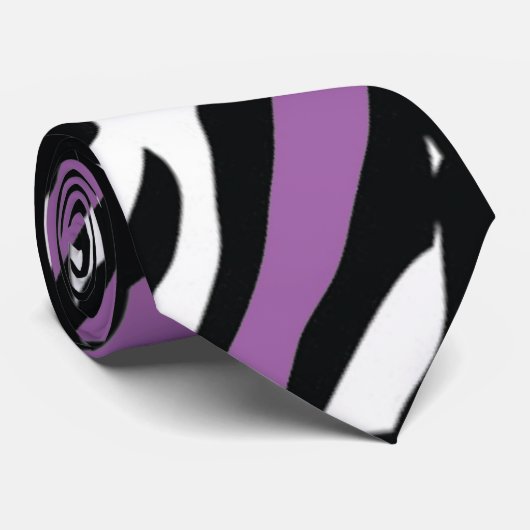 シマウマのタイ-紫色 ネクタイ (ロール)