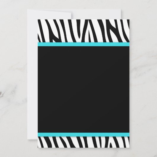 シマウマのティール(緑がかった色)の青によって印刷される弓菓子16の誕生日 招待状 (裏面)