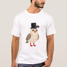シマウマのトップハットをかぶったかわいいウズラのTシャツ Tシャツ