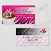 シマウマのハリウッドのカップケーキ-グラデーションな暗い赤紫色 名刺 (正面/裏面)