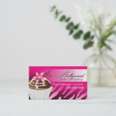 シマウマのハリウッドのカップケーキ-グラデーションな暗い赤紫色 名刺 (スタンド正面)