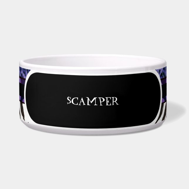 シマウマのヒョウのプリントの皿を食べ物を与える大きいドッグフード ボウル (正面)