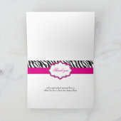 シマウマのピンクのリボンのサンキューカード サンキューカード (内部)