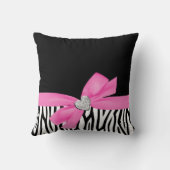 シマウマのピンクの弓ダイヤモンドのハート クッション (裏面)