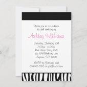 シマウマのピンクの弓ダイヤモンドの菓子16 招待状 (裏面)