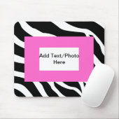 シマウマのピンクの白いテンプレート マウスパッド (マウス)