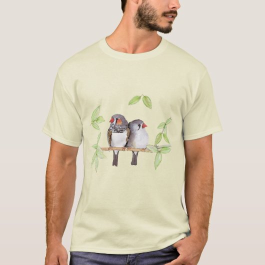 シマウマのフィンチの甘いカップル Tシャツ (正面)