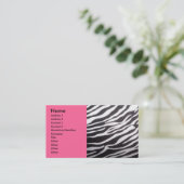 シマウマのプリントおよびピンクの名刺 名刺 (スタンド正面)