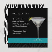 シマウマのプリントのカクテル 招待状 (正面/裏面)