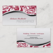 シマウマのプリントのカメラマンの名刺の赤 名刺 (正面/裏面)