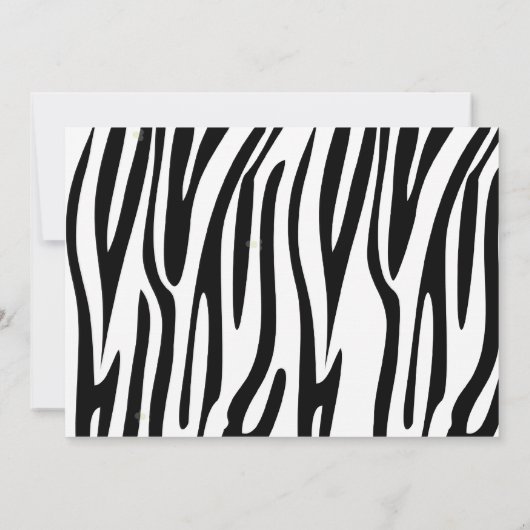 シマウマのプリントのジャングルサファリの動物のベビーシャワー 招待状 (裏面)