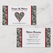 シマウマのプリントのハートの名刺 名刺 (正面/裏面)