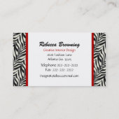 シマウマのプリントのハートの名刺 名刺 (裏面)