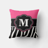 シマウマのプリントのピンクのモノグラムの枕 クッション (裏面)