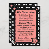 シマウマのプリントのピンクはQuinceneraの誕生日及び写真を主演します 招待状 (正面/裏面)