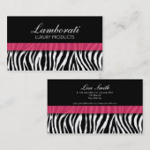 シマウマのプリントのファッションのエレガントでモダンで上品な黒 名刺 (正面/裏面)