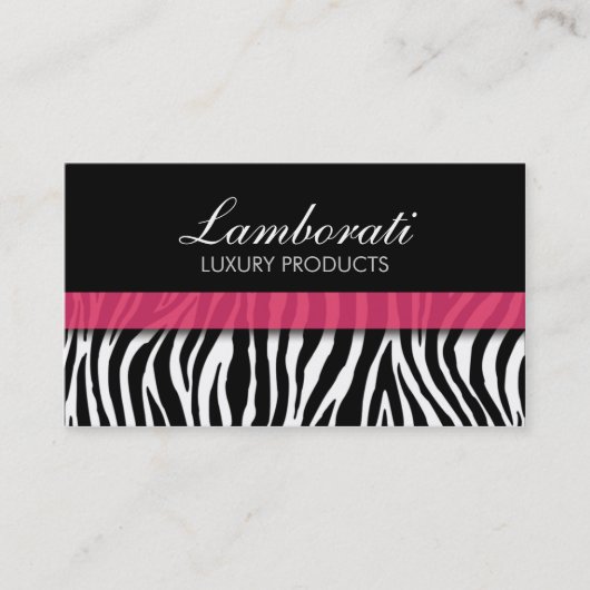 シマウマのプリントのファッションのエレガントでモダンで上品な黒 名刺 (正面)