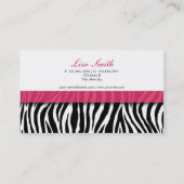 シマウマのプリントのファッションのショッキングピンクのエレガントでモダンな上品 名刺 (裏面)