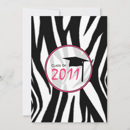 シマウマのプリントのファッションの卒業の招待状2011年 招待状 (裏面)