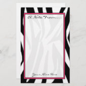 シマウマのプリントのファッションの文房具 便箋 (正面/裏面)