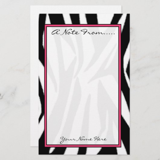 シマウマのプリントのファッションの文房具 便箋 (正面/裏面)