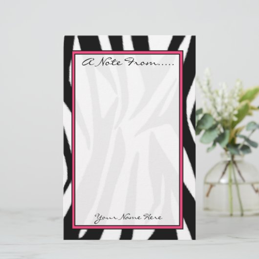 シマウマのプリントのファッションの文房具 便箋 (スタンド正面)