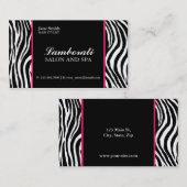 シマウマのプリントのファッションの美容師のサロンのピンク 名刺 (正面/裏面)