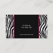 シマウマのプリントのファッションの美容師のサロンのピンク 名刺 (裏面)