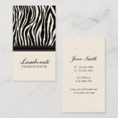 シマウマのプリントのファッション・デザイナーのエレガントでモダンなクリーム 名刺 (正面/裏面)