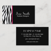 シマウマのプリントのファッション・デザイナーの美容師のサロン 名刺 (正面/裏面)