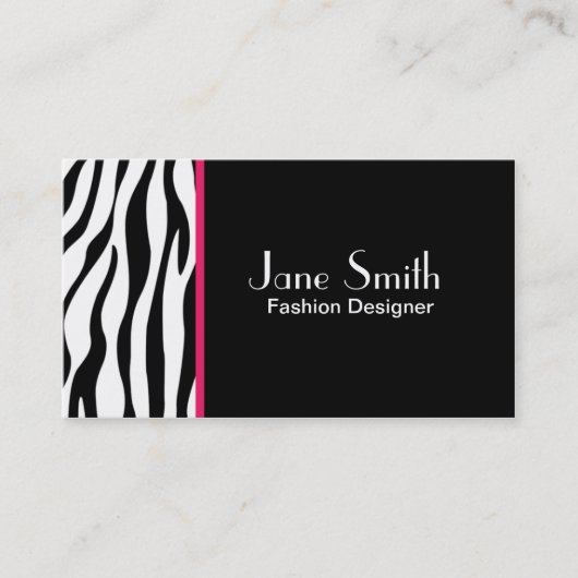 シマウマのプリントのファッション・デザイナーの美容師のサロン 名刺 (正面)