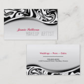 シマウマのプリントのメーキャップアーティストの名刺の黒 名刺 (正面/裏面)