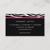 シマウマのプリントのモダンでエレガントでスタイリッシュな上品 名刺 (裏面)