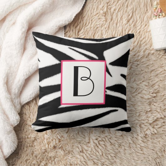 シマウマのプリントのモノグラムの枕 クッション (ブランケット)