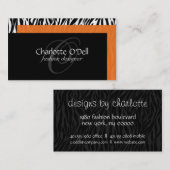 シマウマのプリントのモノグラム 名刺 (正面/裏面)