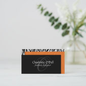 シマウマのプリントのモノグラム 名刺 (スタンド正面)