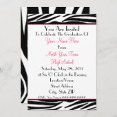 シマウマのプリントの卒業の招待状- 2011年のクラス 招待状 (正面/裏面)