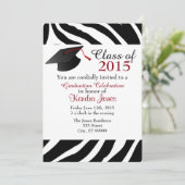 シマウマのプリントの卒業の招待 招待状 (スタンド正面)