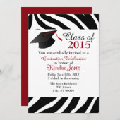 シマウマのプリントの卒業の招待 招待状 (正面/裏面)